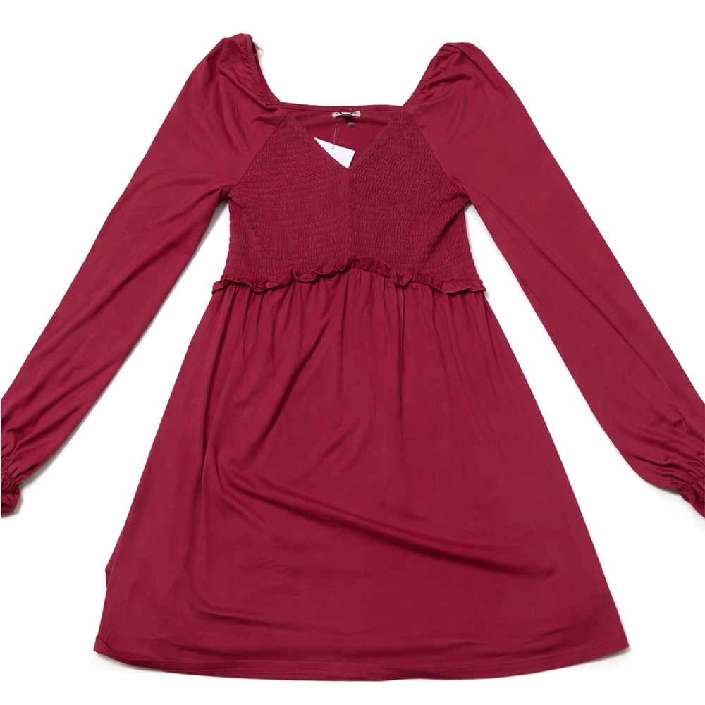 Love, Fire Smocked Rose Wine Dress NWT Size Small | Flowy & Flattering